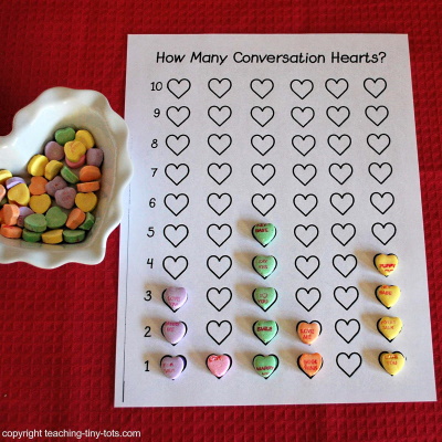 Toddler Math: Identify Colors, Sort, Graph and Count Conversation Hearts