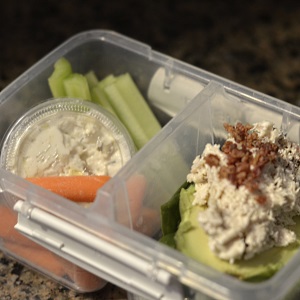 avocado lunch with chicken salad