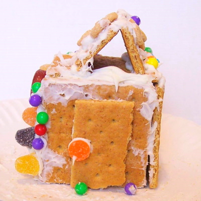 Gingerbread House for young children made with graham crackers.
