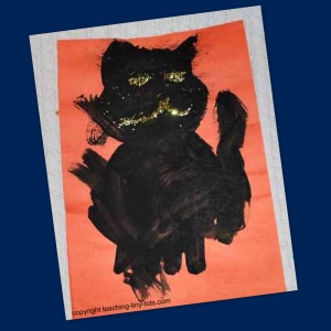 halloween cat with tempera