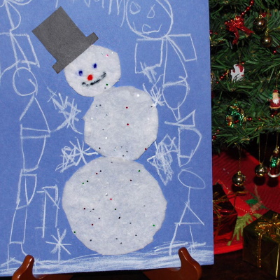 A snowman craft for young children.