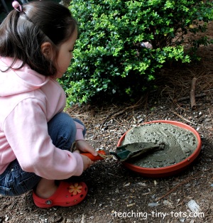 Kids making stepping stones.