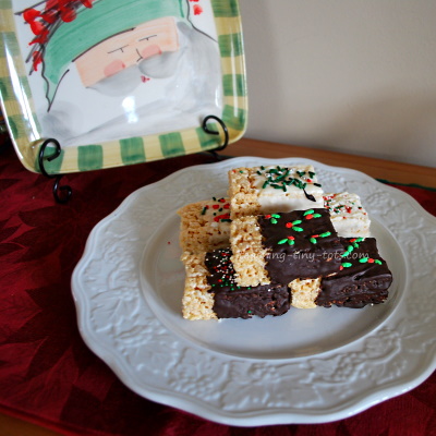 Chocolate Dipped Rice Krispies and Sprinkles