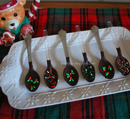 Chocolate dipped spoons for Cocoa.