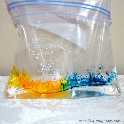 Step 3:  mix the colors to blend into a third color.