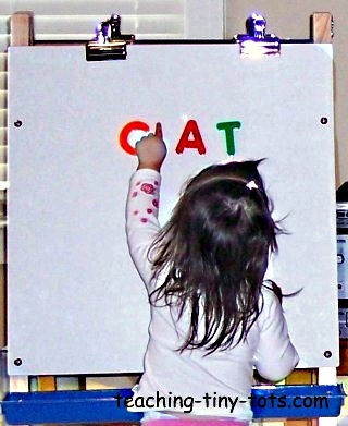 Magnetic easels are a great way to use magnetic letters and animals.