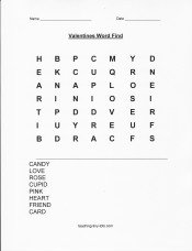 Printable Valentines Word SEarch