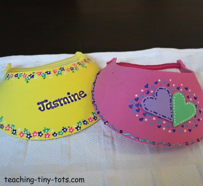 Decorate a foam visor.