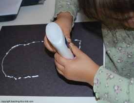 making the chalk ghost using glue
