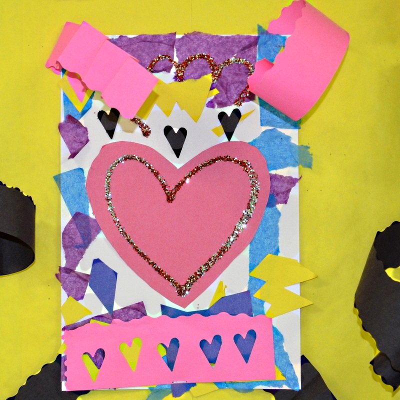 mixed media heart collages