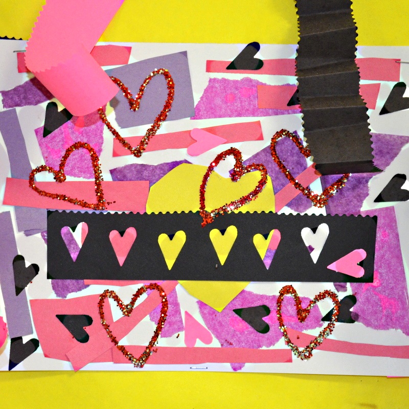 mixed media heart collages