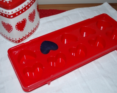 Soap made using cute heart ice trays.