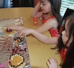 Making birdseed Medallions.