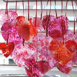 wax paper stained glass hearts