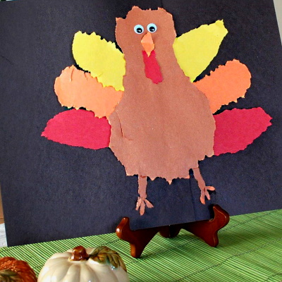 Make a turkey from tearing construction paper.