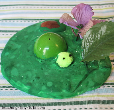 Make a turtle scene with plaster of paris.