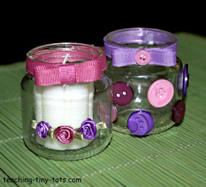 Make a baby food jar candle holder