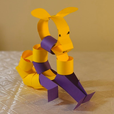 Chinese zodiac sheep made of colored construction paper strips.